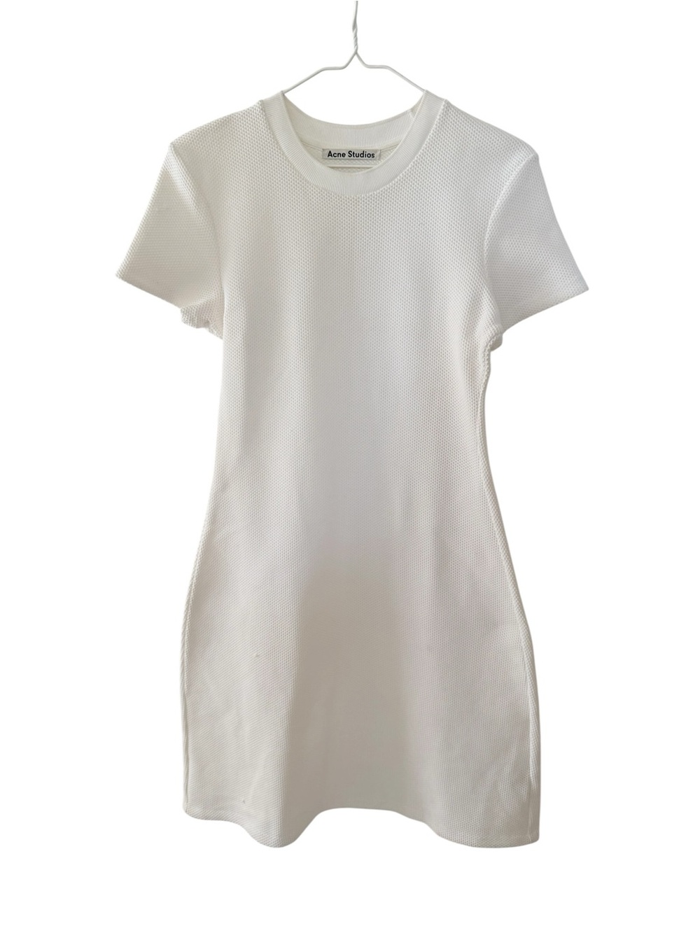 Acne Studios Off-White Textured Short-Sleeve Narzin Mini Dress Size Medium M